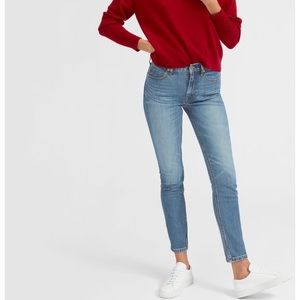 Everlane mid-rise skinny jeans, ankle, mid-blue